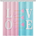 thumbnail image 3 of Love Shower Curtain Pink and Blue Love Words and Pink Heart Print Girls Valentine''s Day Shower Curtain for Bathroom Water Repellent Polyester 72W x 72L inch, 3 of 6
