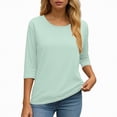thumbnail image 5 of Towmus Womens Tops 3/4 Sleeve Solid Color Crew Neck T Shirt Oversized Casual Women Blouse Business Work Summer Dresses S-3XL Under $6, 5 of 6