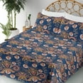 thumbnail image 3 of Ambesonne Oriental Floral Fitted & Flat Sheet with Sham 3 Pcs Set, Eastern Themed Boho, Twin XL, Dark Lavender Salmon and Pink, 3 of 5
