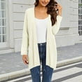 thumbnail image 2 of VISALY Long Cardigans Long Sleeve Cardigan Women's Fashion Clothes for Every Occasion Cotton Linen Cardigan Summer Chic Open Front Cardigan Thin Cardigans Lightweight Beige L, 2 of 9