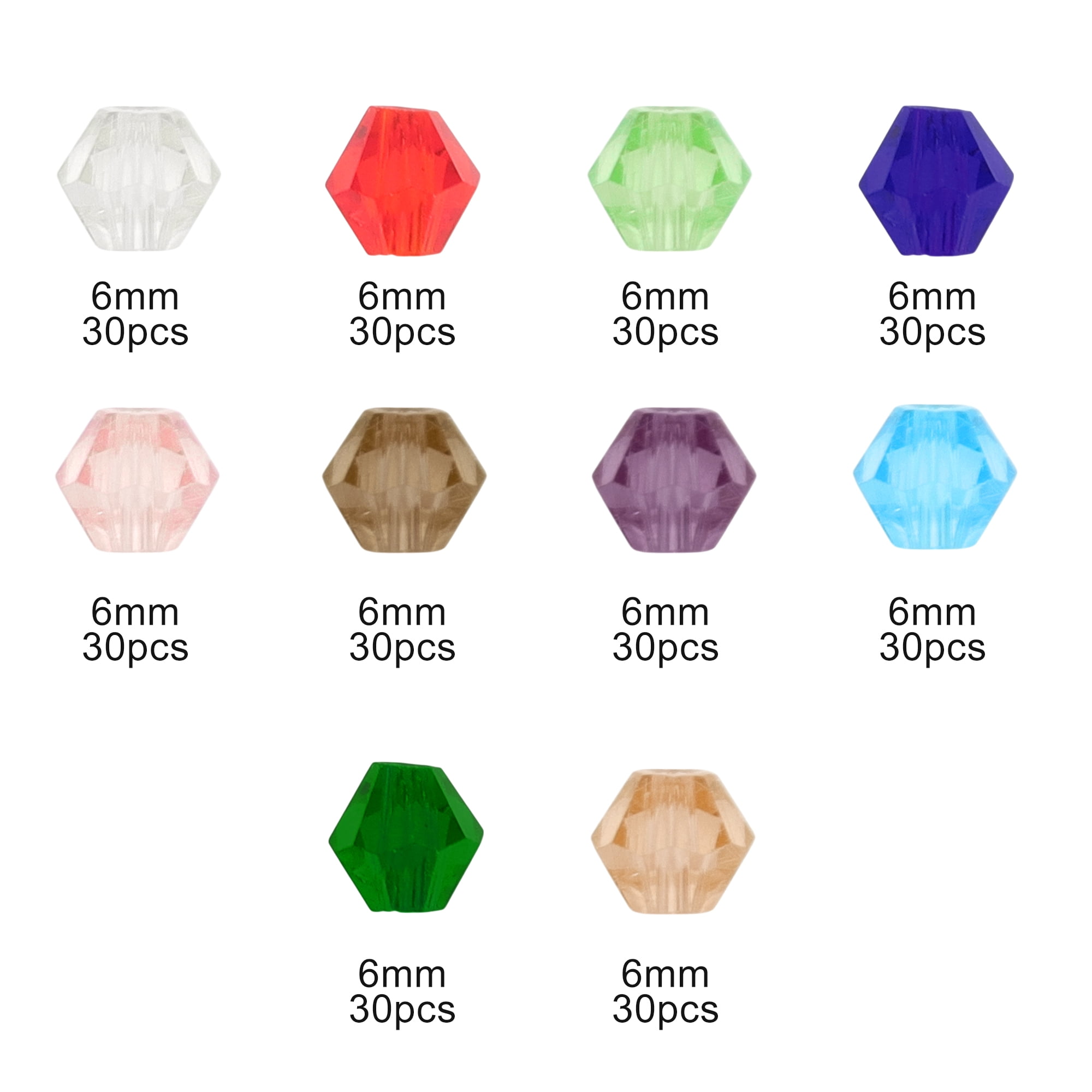 Unique Bargains 300 Pcs 6mm Glass Beads for Jewelry Making DIY Crafts Assorted Color