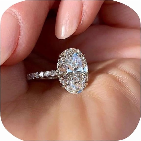 3CT 925 Sterling Silver Engagement Rings Oval Cut Solitaire Cubic Zirconia CZ Wedding Promise Rings for Her Classic Simulated Diamond Bands for Women Size 6-10(6#), KE-TY22-BJ06