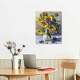 thumbnail image 3 of Acheng Yellow Daisies Blue Accent Flower Canvas Wall Art 16x20 in, 3 of 5
