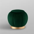 thumbnail image 4 of Nicole Miller Amy Velvet Ottoman Upholstered Channel Tufted Gold Matte Base, Hunter Green/Gold, 4 of 8
