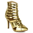 thumbnail image 1 of Paris-02 New Women Metallic PU Strappy Pointy Toe Stiletto Heel Ankle Bootie, 1 of 5