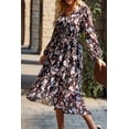 thumbnail image 5 of Vestido maxi bohemio floral PRETTYGARDEN con escote cruzado en V, color negro, talla S, 5 of 5