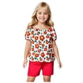 thumbnail image 3 of XFHLMJFF Casual Outfits For Girls Cute Summer Children Short Sleeve Cartoon Print T-Shirt Floral Tops Shorts Two Pieces Set Trendy Suit, 3 of 5