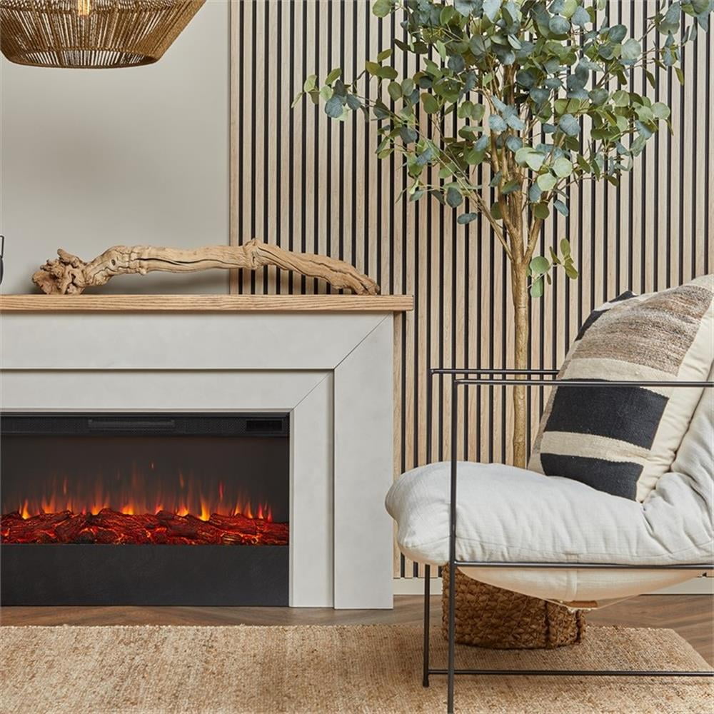 Bowery Hill 68" Wood Landscape Electric Fireplace in Venetian Gray