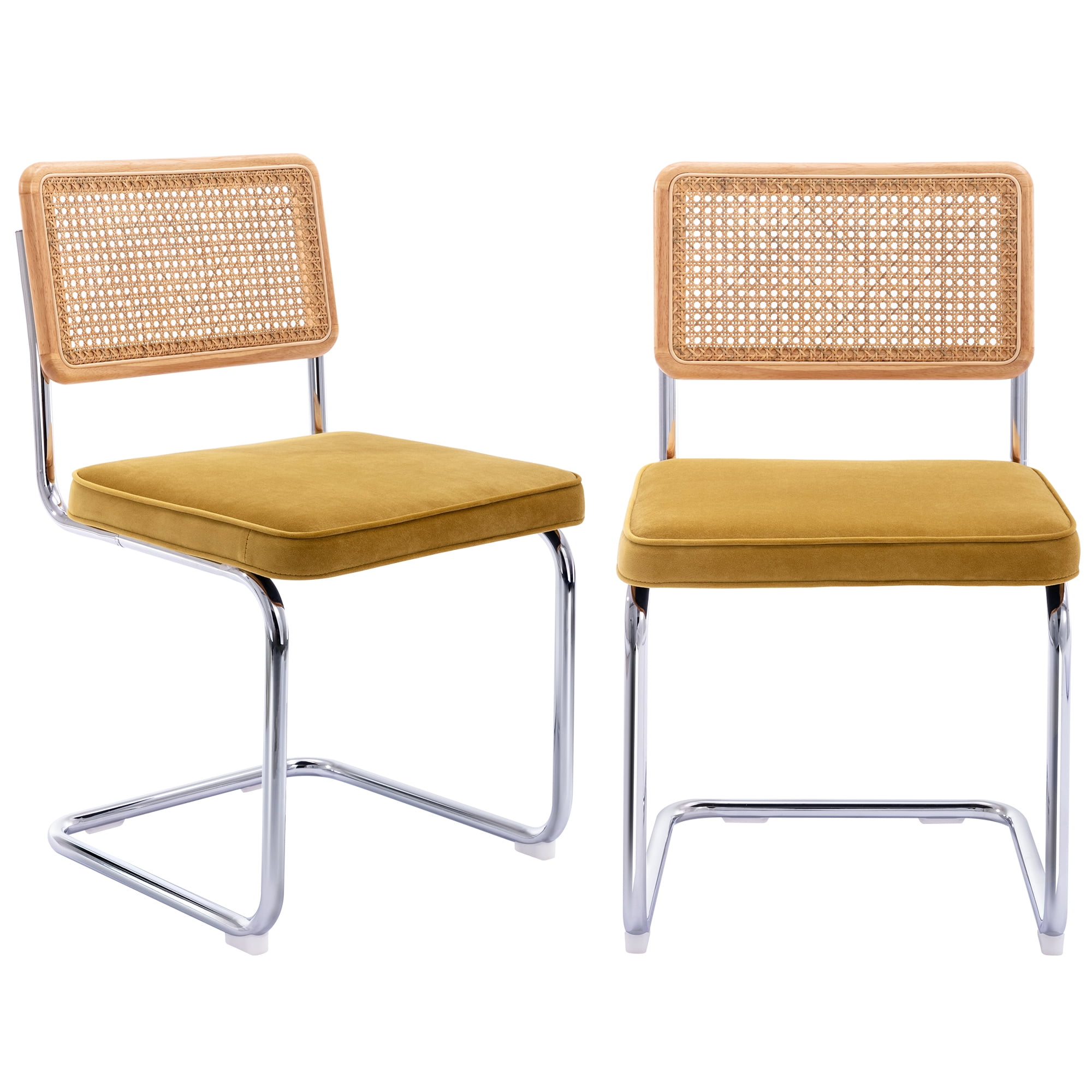 Zesthouse Rattan Dining Chairs Set of 2, Velvet Upholstered Side Chairs ...