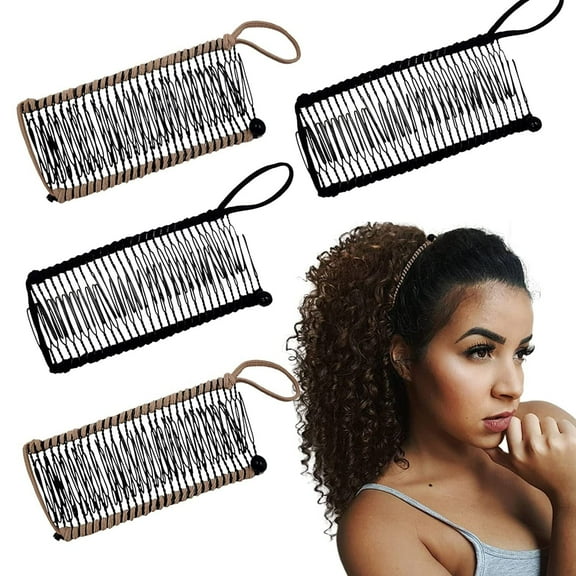 4 Pieces Banana Hair Clips Set Plastic Flexible Interlocking Banana Clip Comb Clip Vintage Banana Clip Hair Accessories for Women Girls