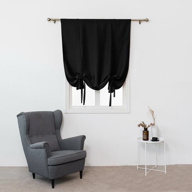 Xiao Hua Cortinas cortas opacas - Cortina con bolsillo para barra de 100*120 cm, medias cortinas negras para ventanas, cortinas opacas de poliéster de 2 piezas, cortinas para ventanas pequeñas,