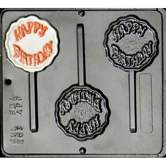263 Happy Birthday Lollipop Chocolate Candy Mold