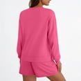 thumbnail image 5 of Track Suits for Women Set Long Sleeve Crewneck Sweatshirt and Shorts 2 Piece Matching Set Spring Fall Sweat Shorts Sets, 5 of 8