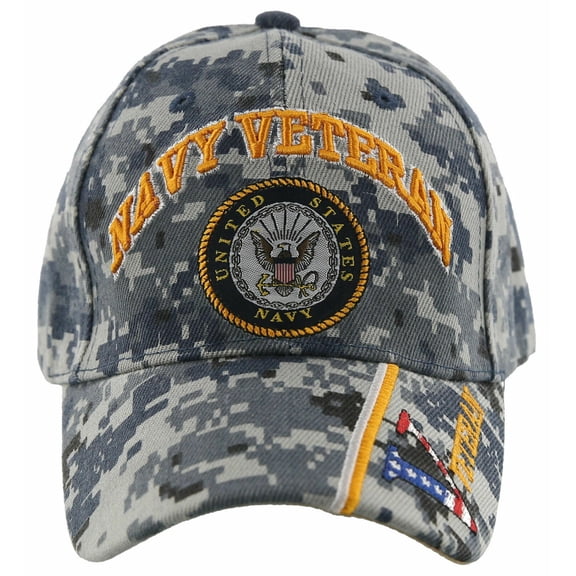 NEW! US NAVY USN VETERAN SIDE USA VETERAN FLAG BALL CAP HAT ACU NAVY CAMO