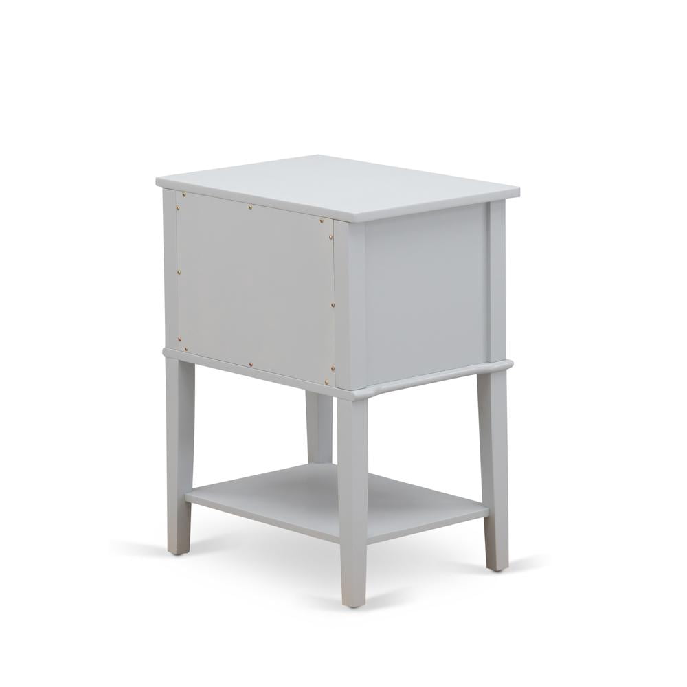 East West Furniture Valencia 16" Wood Nightstand with 2 Drawers in Urban Gray