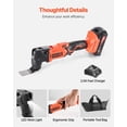 thumbnail image 6 of 20V Cordless Reciprocating Tool Set 6 Speed 8500 17000 RPM 32 Degree Angle 20Ah Battery Charger 12 Saw Attachments LED Light, 6 of 6