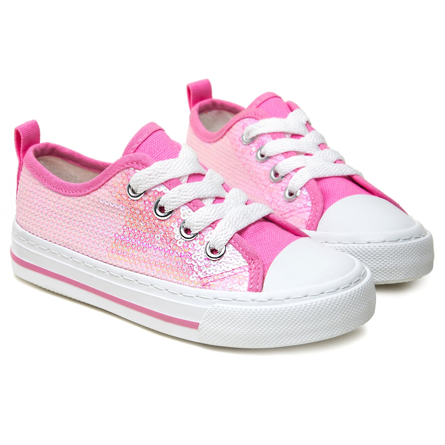 Girls Kids Sneakers Glitter Sequins Canvas Shoes Toddler Child Sparkle ...