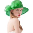 thumbnail image 3 of Women's Derby Dress Church Cloche Hat Bow Bucket Wedding Bowler Hats Organza Fascinator Hat, 3 of 5