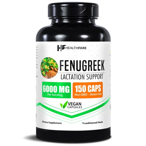 HealthFare Fenugreek Seed Extract 6000mg | 150 Vegan Capsules | Concentrated Herbal Supplement | Non-GMO, Gluten-Free | Made in USA