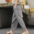 thumbnail image 2 of Seductiva Women's Casual Pants High Waist Linen Capris for Women Drawstring Elastic Waist Harem Pant Basic Lightweight Linen Pant Business Work Casual Pants, 2 of 4