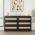 thumbnail image 4 of Rattan Dresser for Bedroom, 6 Drawer Double Dresser with Anti-Tip Kit, Wood Storage Wide Chest of Drawers for Kids Room, 4 of 7