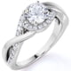 thumbnail image 1 of JeenMata Anillo de Compromiso Elegante de Oro Blanco de 18 K sobre Plata con Banda Retorcida, Pavé y Moissanita Redonda de 1 Quilate, 1 of 6