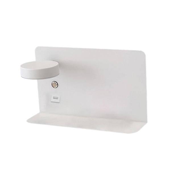 Lámpara de pared contemporánea, luz nocturna, lámpara de lectura ajustable, puerto de salida USB y blanco grande a la izquierda