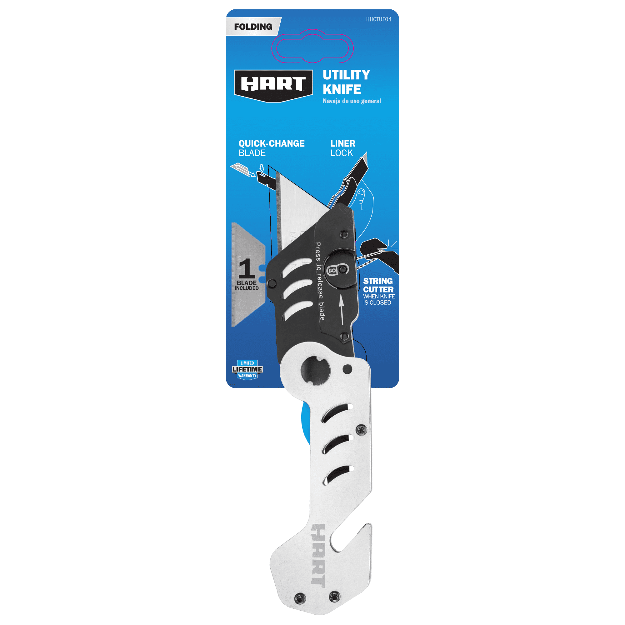HART Micro Folding Utility Knife, Integrated String Cutter