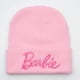 thumbnail image 5 of Gorro de punto con letras bordadas para otoño e invierno, bonito gorro rosa para mujer, gorro de lana cálido y resistente al viento para exteriores, 5 of 5