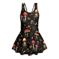 thumbnail image 4 of Xixirimido Mushroom Butterfly Floral Print Modest Girls’ Swimwear One Piece – Hawaiian Skirted Bathing Suit with Built-in Shorts, Sleeveless UPF 50+ Swimsuits, 5-6 Years, 4 of 7