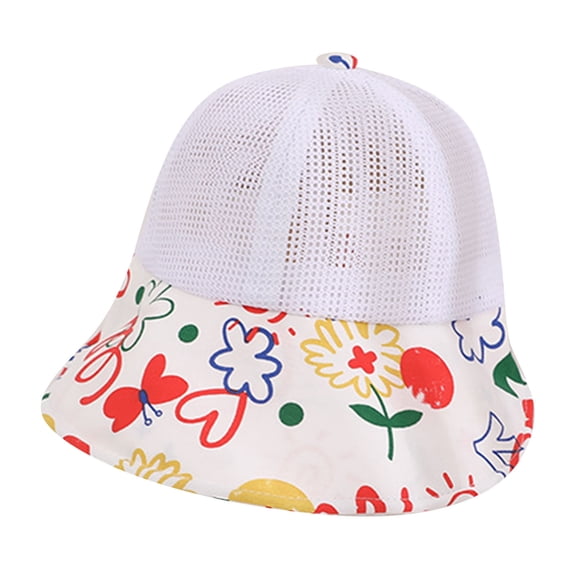 Xijirk Breathable Mesh Toddler Fisherman Hat Cartoon Sun Doodle Print Kids Summer UV Protection Outdoor Cap One Size,Red