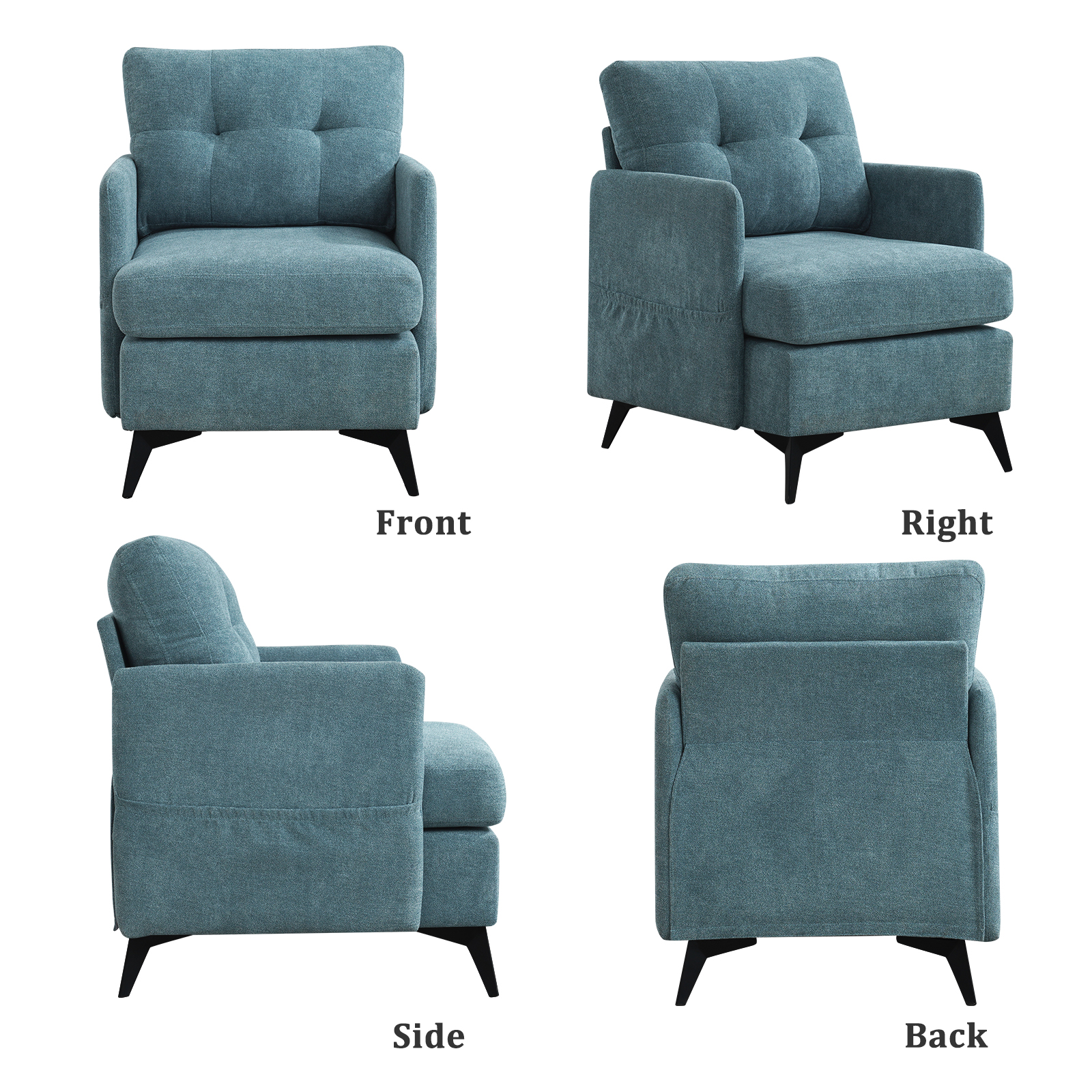 EASELAND Modern Upholstered Accent Chair Armchair, Linen Fabric Living ...