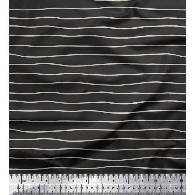 Soimoi Gray polyester Crepe Fabric Artistic Waves Abstract Print Fabric by the Yard 42 Inch Wide
