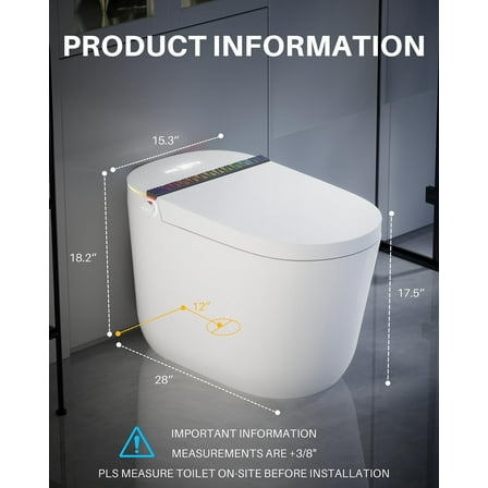 WinZo Smart Toilet,Modern Smart Toilet with Bidet Built In with Foot Sensor,Tankless Toilets Auto Open/Close Lid with Dryer,ADA Comfort Height Heat Seat,Instant Warm Water,Power Outage and Flush Whit