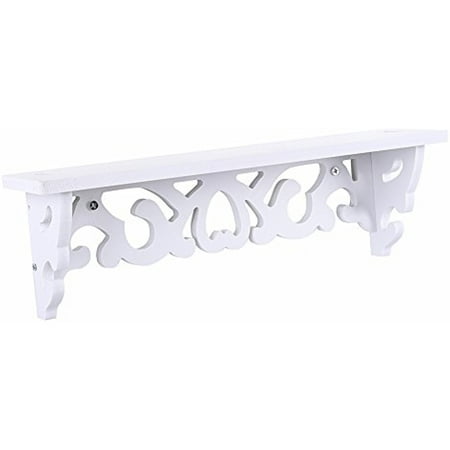 Wall Wood Shelf Estink Floating Wall Shelves,White Wood Carved Decorative Wall Mounted Floating Storage Display Wall Shelves Bookshelf,Small ()