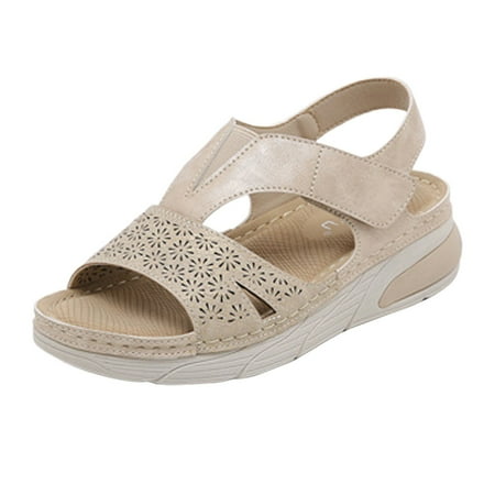 

PEASKJP Women Sandals Sandals for Women Dressy Boho Sandals Womens Sandals Low Wedges Peep Toe Wrapped Cute Diamond Dressy Sandals (Beige 6.5)