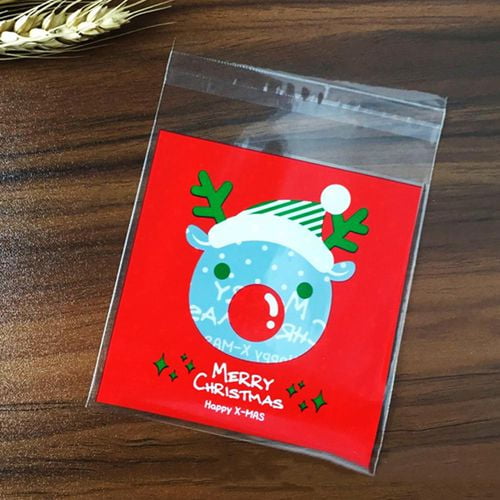 Glorious treats: christmas cookies and cute packaging PWFE 100pcs Christmas Cellophane Bags Candy Bags Holiday Clear Treat