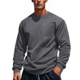 thumbnail image 2 of Annhoo Men's Solid Color Sweater Corduroy Long Sleeve Comfy Loose Crew Neck Sweatshirts with Pocket Warm Trendy Pullover, 2 of 8