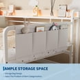 thumbnail image 6 of Daybed with Trundle Bed, Twin Bed Frame with Storage Headboard & Charging Station and LED Light, Heavy Duty Metal Day Bed Pop Up Trundle Bed for Living Room,Bedroom, White, 6 of 8