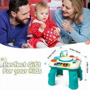 Musical Learning Table, HDJ Infant Toddler Activity Center Baby Toys for Boys and Girls, Musical Educational Learning Table for 6 to 36 Months Year Old, Green