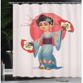 thumbnail image 3 of Ambesonne Asian Woman Shower Curtain, Ethnic Clothes and Fans, 69"Wx84"L, Coral Multicolor, 3 of 4