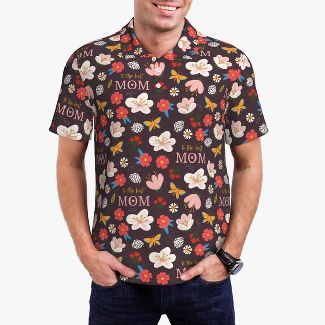 Fotbe To The Best Mom Camiseta Polo de Golf para Hombre con Estampado – Camisa Deportiva Transpirable con Cuello Abotonado-3X-Large