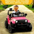 thumbnail image 2 of Hetoy 12V Kids Ride-On Truck, Electric Vehicle with Parent Remote Control, Forward/Reverse, Spring Suspension, LED Lights, Bluetooth, Music, 2 Speeds (Pink), 2 of 8