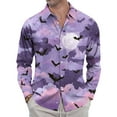 thumbnail image 2 of Domuza Mens Button Up Shirts Long Sleeve Halloween Novelty Novelty Print Relaxed Fit T Shirt Lightweight Casual Lapel Dress Shirts for Halloween Party Purple Pink XL, 2 of 7