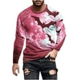 thumbnail image 2 of Rciityk Men's Halloween Long Sleeve Shirts Fall Fashion Ghost Bats Printed Crew Neck Pullover Tee Shirts Halloween Gifts Sweatshirts, 2 of 5