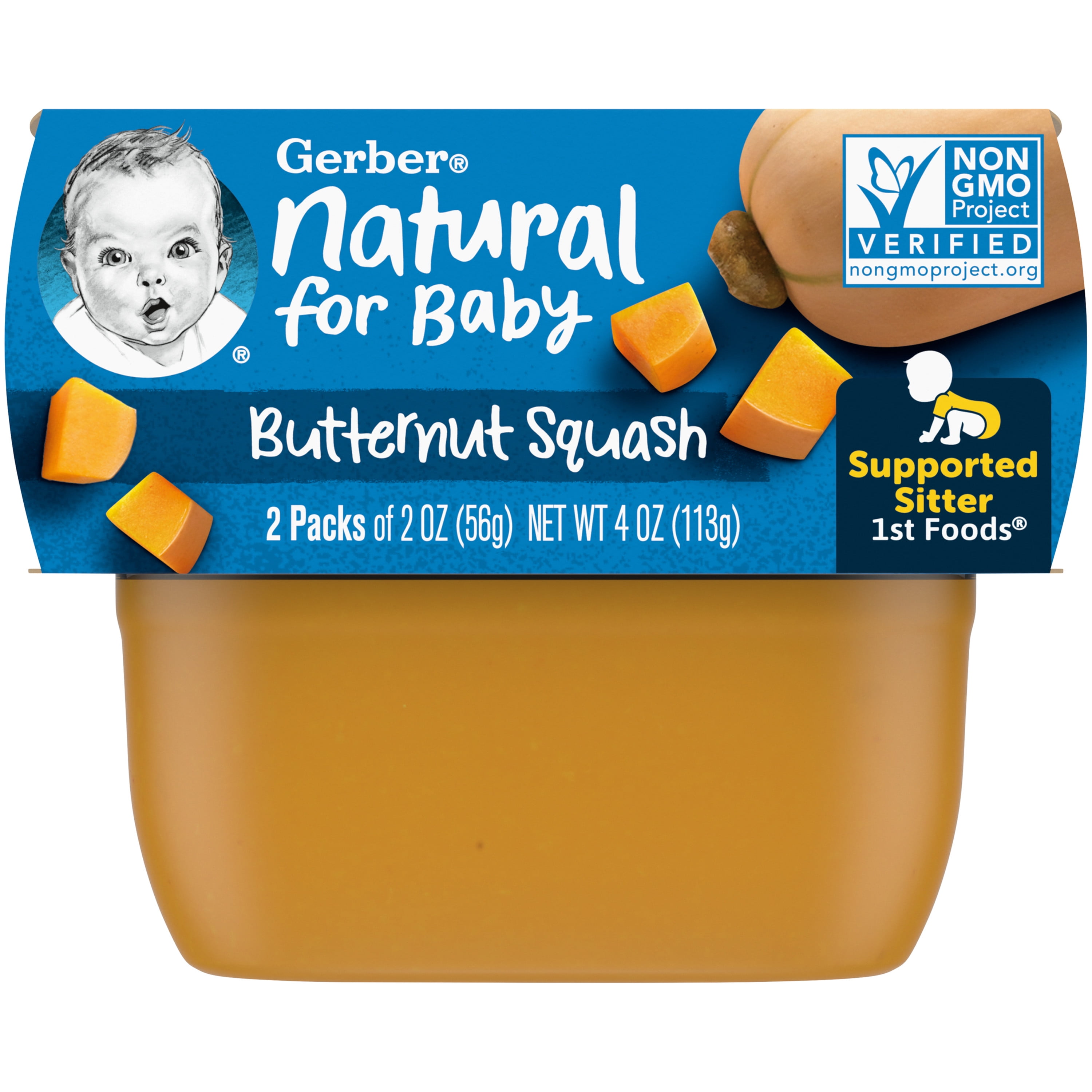 Gerber 1st Foods Natural for Baby Baby Food, Butternut Squash, 2 oz Tubs (2 Pack)