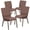 Brown Dot Fabric/Gold Vein Frame, variant on Emma + Oliver 4 Pack 18.5"W Stacking Church Chair in Brown Dot Fabric - Gold Vein Frame