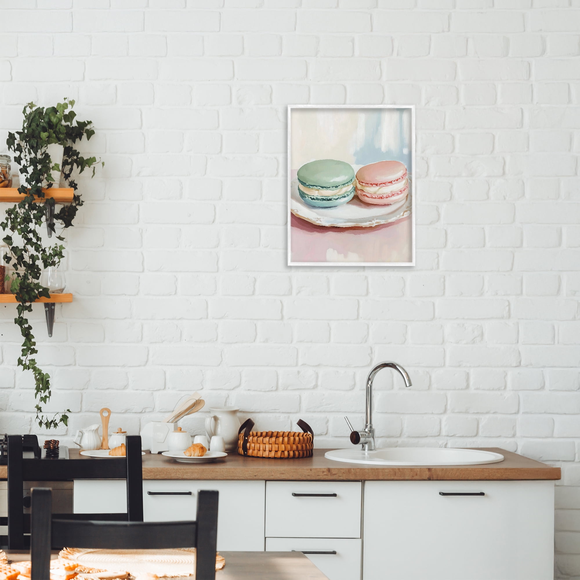 Stupell Industries Pastel Macarons on Plate White Framed Giclee Art, design by The Prints Vibe