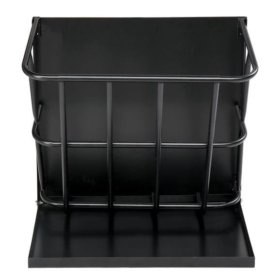 ZephyPaws 23.6" Large Capacity 2-in-1 Hay Feeder with Detachable Grain Tray, Heavy Duty Steel Wall Mounted Hay Rack for Goats Sheep Horses Livestock Indoor Outdoor Feeding, Black