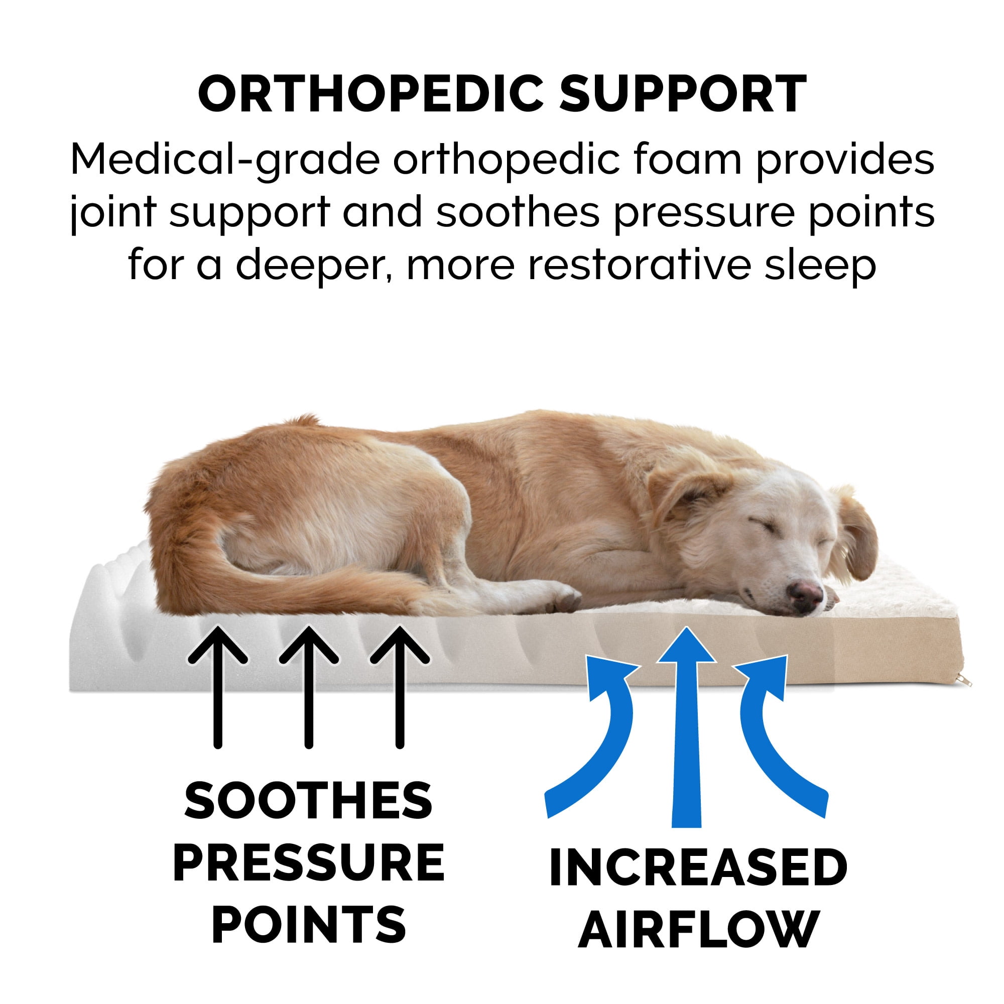 FurHaven Ultra Plush Full Support Solid Orthopedic Deluxe Mattress Pet Bed, Cream, JumboPlus, 1 Count